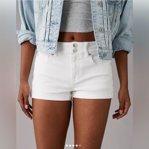 AE Next Level High-Waisted Denim Short Short, White, Size 6